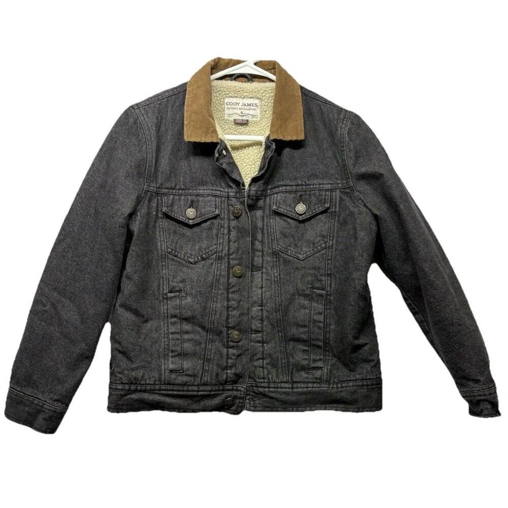 Cody James Youth Denim Jacket Brown Corduroy Collar Sherpa Lining Boy XL Western